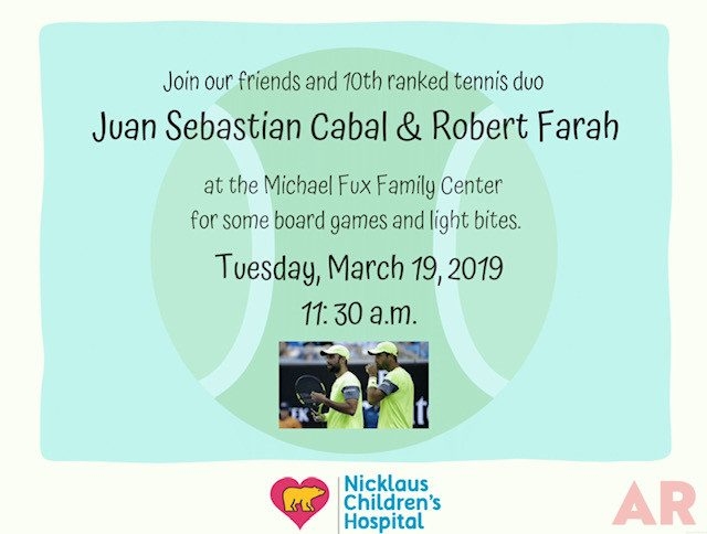 Tennis Players visit Nicklaus Children’s Hospital with Apollo | Ale Ramos Therapy Animals
