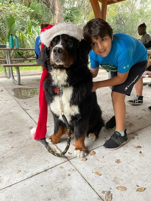 Apollo enjoy the kids at Arch Creek Park for Christmas | Ale Ramos Therapy Animals