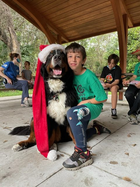 Apollo enjoy the kids at Arch Creek Park for Christmas | Ale Ramos Therapy Animals