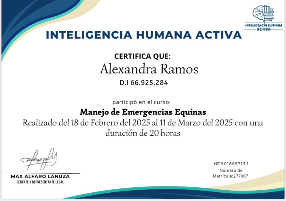 Manejo de Emergencias Equinas | Ale Ramos Therapy Animals